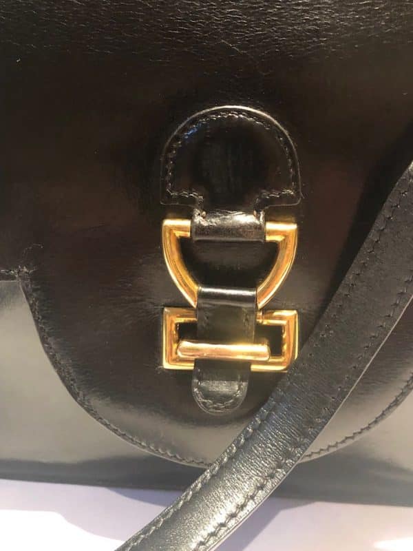 HERMÈS Handbag Sandrine Black Box Leather Large Sangle Strap Circa 1968 ...