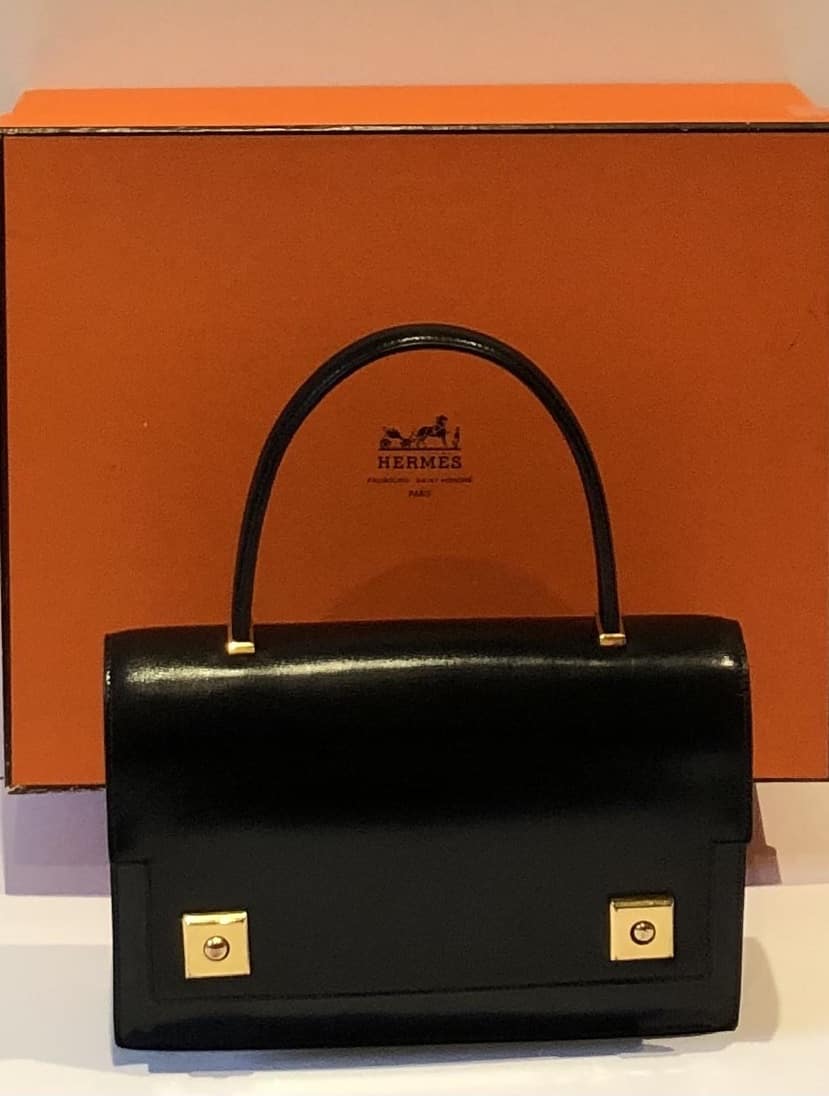 Lot 2322 - Hermès 'Kelly' Black Leather Handbag, 2008,