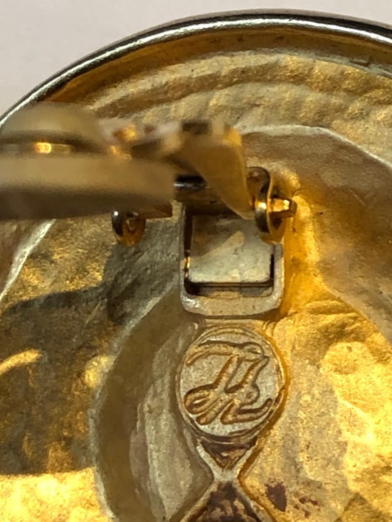 KARL LAGERFELD Vintage Iconic Logo Jumbo Earrings Gold Tone