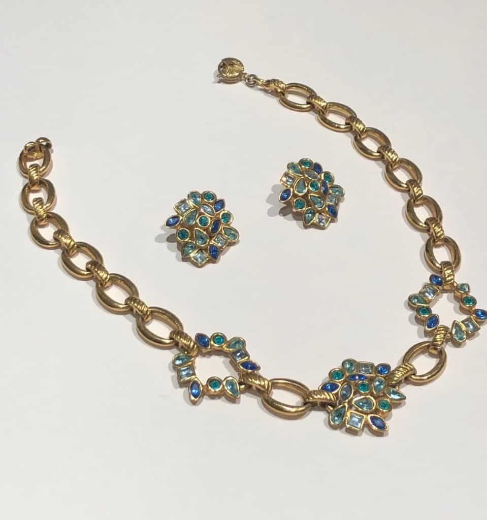 YVES SAINT-LAURENT Vintage Necklace Earrings Flower Set Gripoix Gold Circa  1990s - Chelsea Vintage Couture