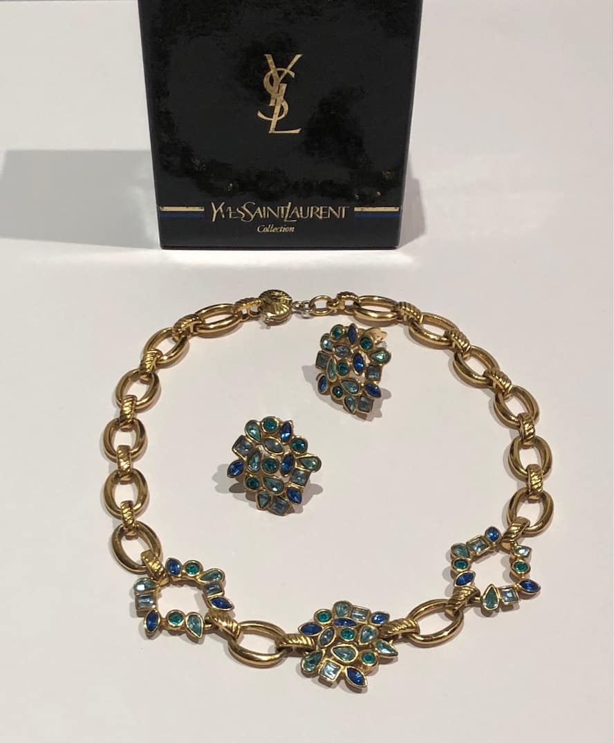 Vintage Ysl Necklace, Yves Saint Laurent Necklace Logo Hammered Gold, Ysl Mens Vintage Necklace, Gift for Him, Gift for Her. Ysl Y2K