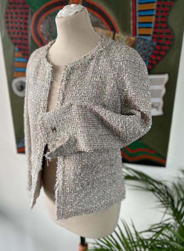 CHANEL 2005 Spring Multi Colour Tweed Short Jacket With Metallic Gold -  Chelsea Vintage Couture