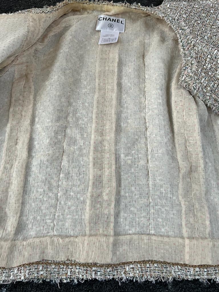 CHANEL 2005 Spring Multi Colour Tweed Short Jacket With Metallic Gold ...