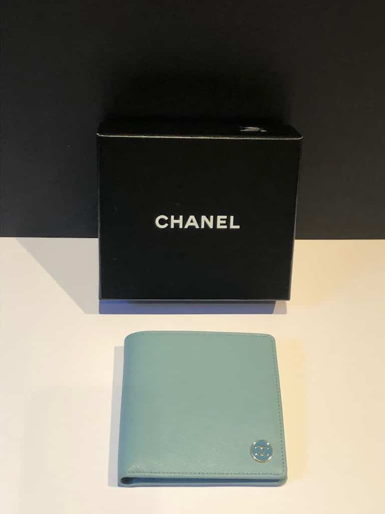 CHANEL Blue CC Button Flap Wallet Purse Circa 2004 - Chelsea Vintage Couture