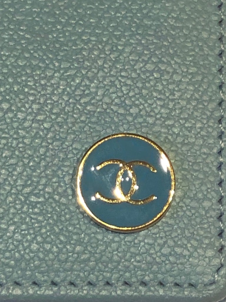 CHANEL Blue CC Button Flap Wallet Purse Circa 2004 - Chelsea Vintage Couture