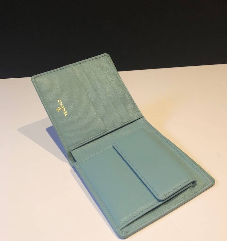 CHANEL Turquoise Leather Document Case Clutch Bag