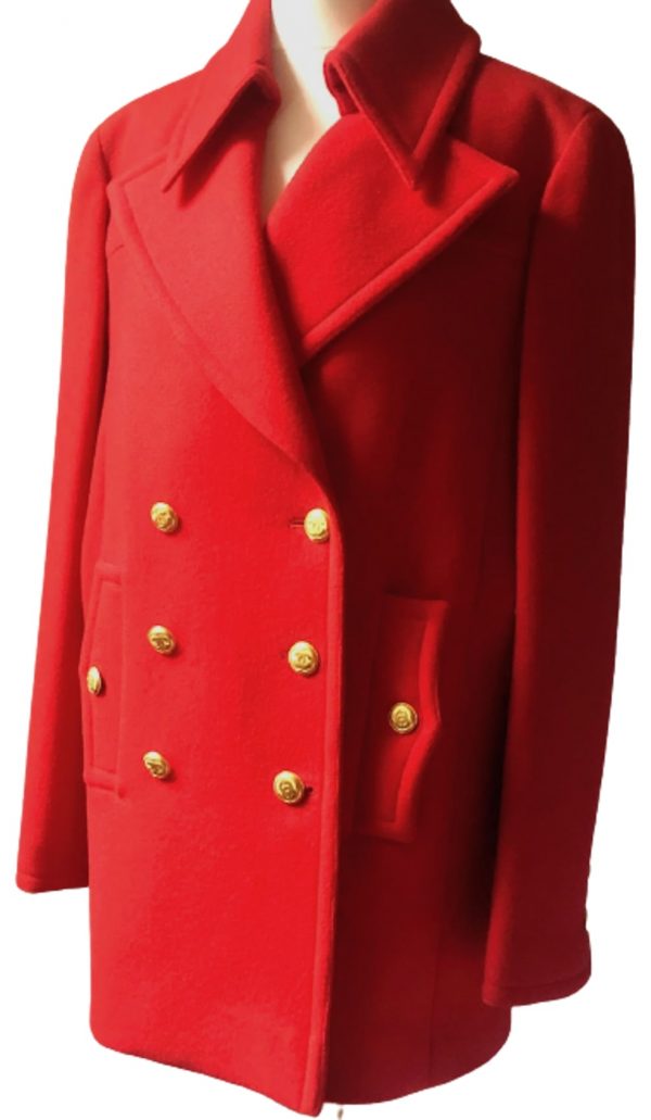 Chanel cc logo buttons red coat