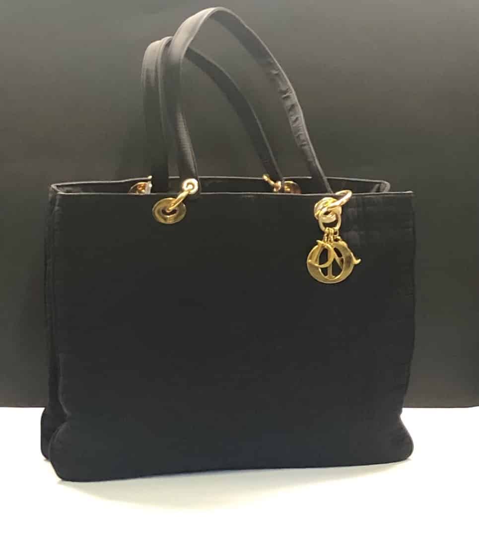 Dior Vintage  Nylon 2 Way Lady Dior Bag  Black  Leather and Canvas  Handbag  Luxury High Quality  Avvenice