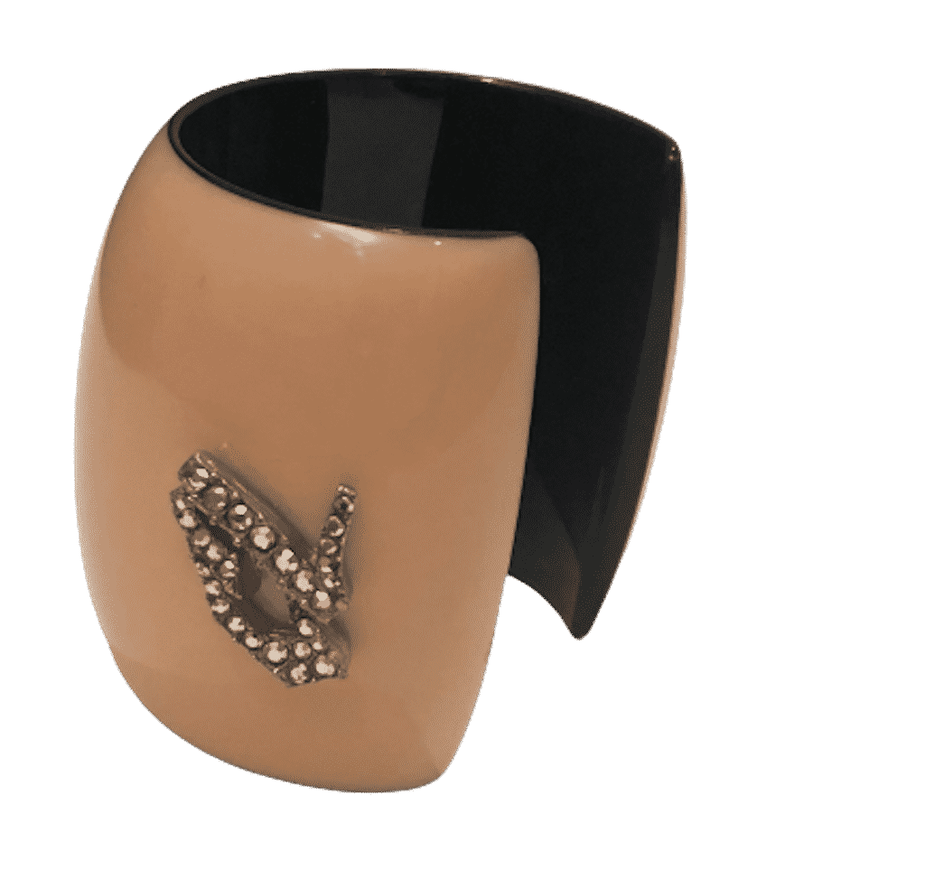Louis Feraud Paris Black Resin Lucite Cuff Bangle Bracelet For
