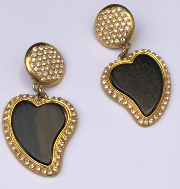 1980s YSL By Goossens Earrings Crystal heart Shape