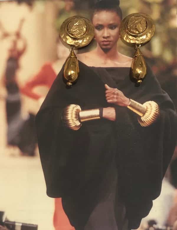 Yves Saint-Laurent Gilded large drop earrings 1980s