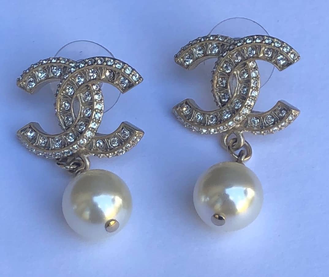 Chanel Pearl Diamond White Gold Earrings  Opulent Jewelers
