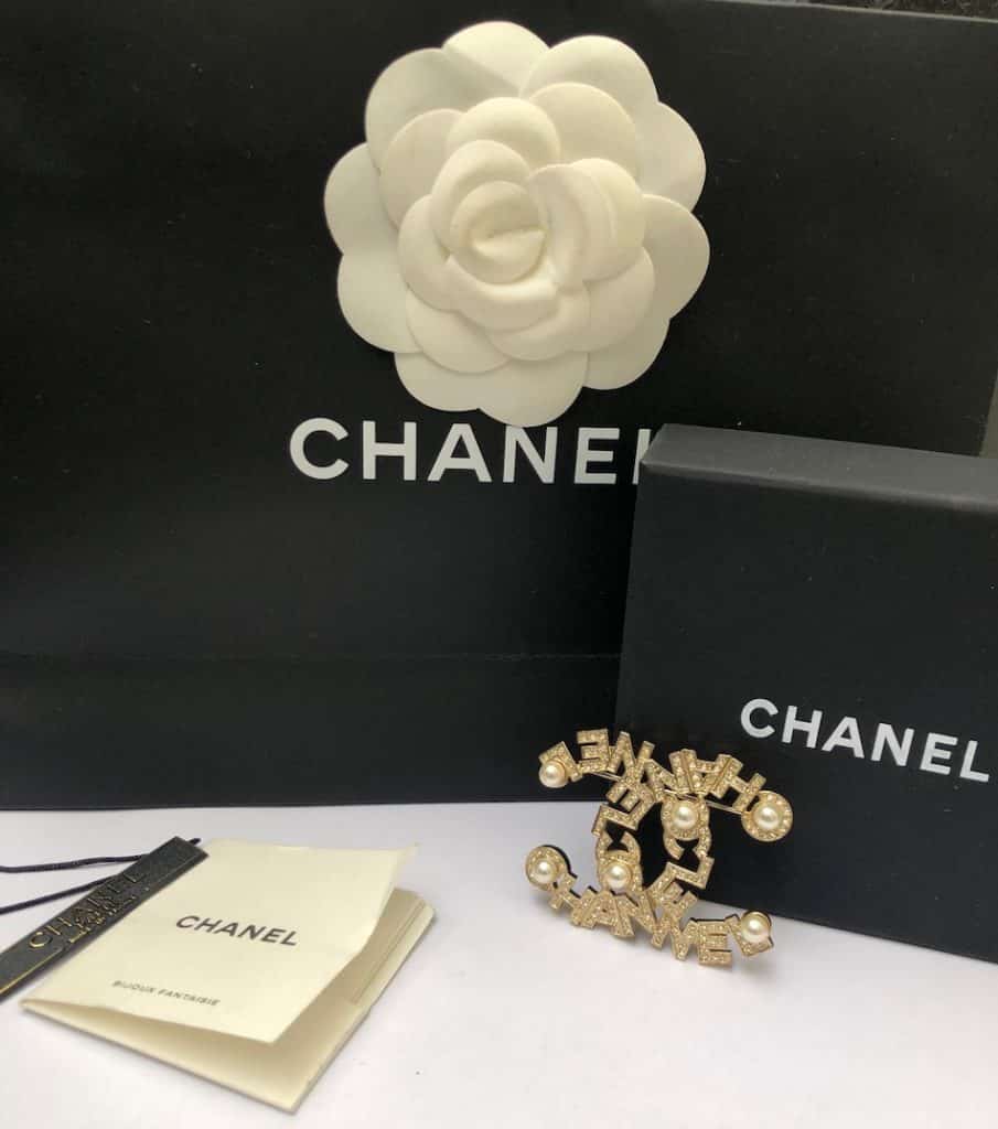 Chanel Crystal Pearl CC Brooch
