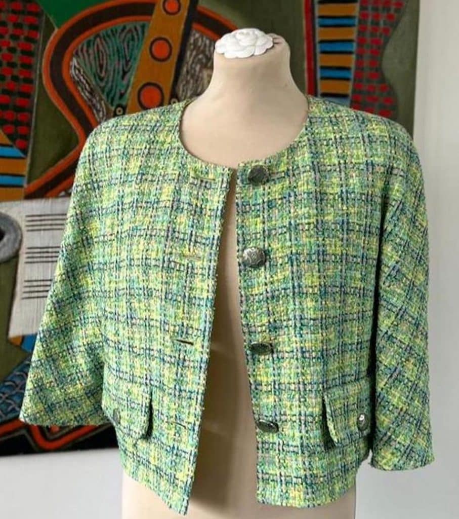 CHANEL 2019 Tweed Jacket Lime Green Spring Collection  Chelsea Vintage  Couture