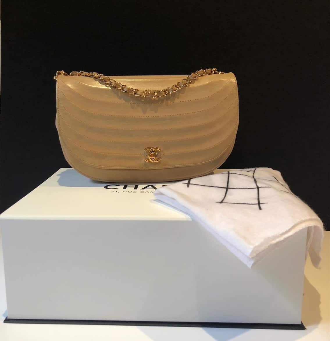 CHANEL Beige Two-tone Quilted Leather Flap Bag Circa 1970s at 1stDibs