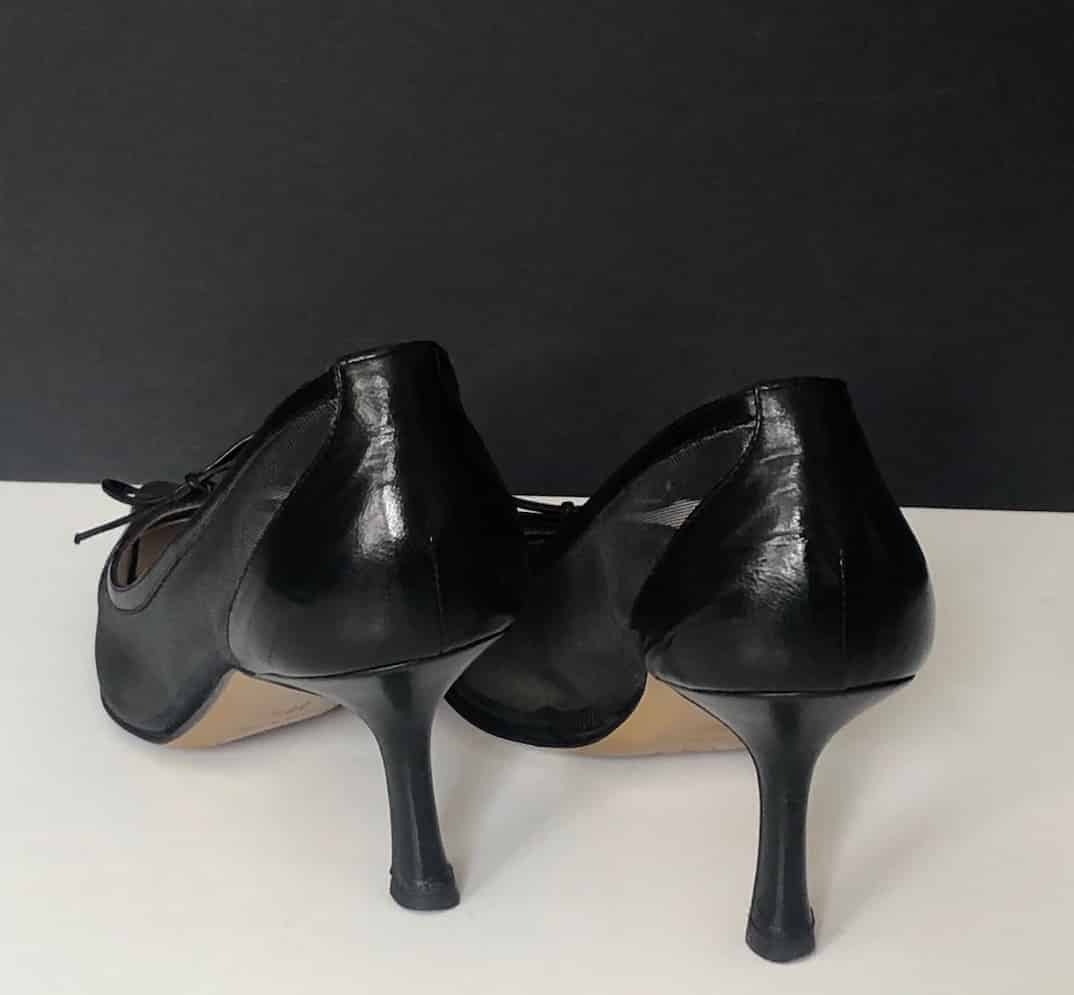 CHANEL Leather Heels and Mesh CC Logo Black Shoes Pump W/Box - Chelsea  Vintage Couture