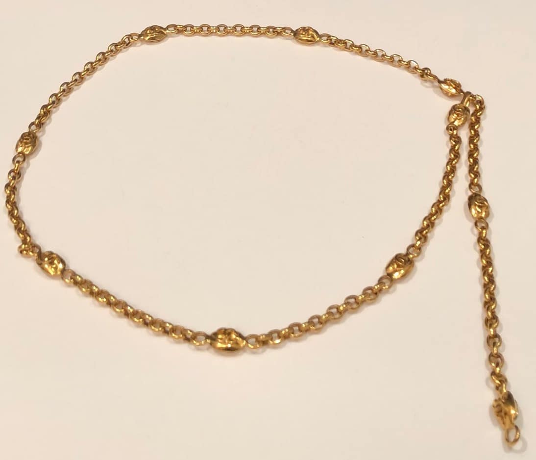 CHANEL Vintage CC Logo Medallion Gold Tone Belt - Necklace W/Box