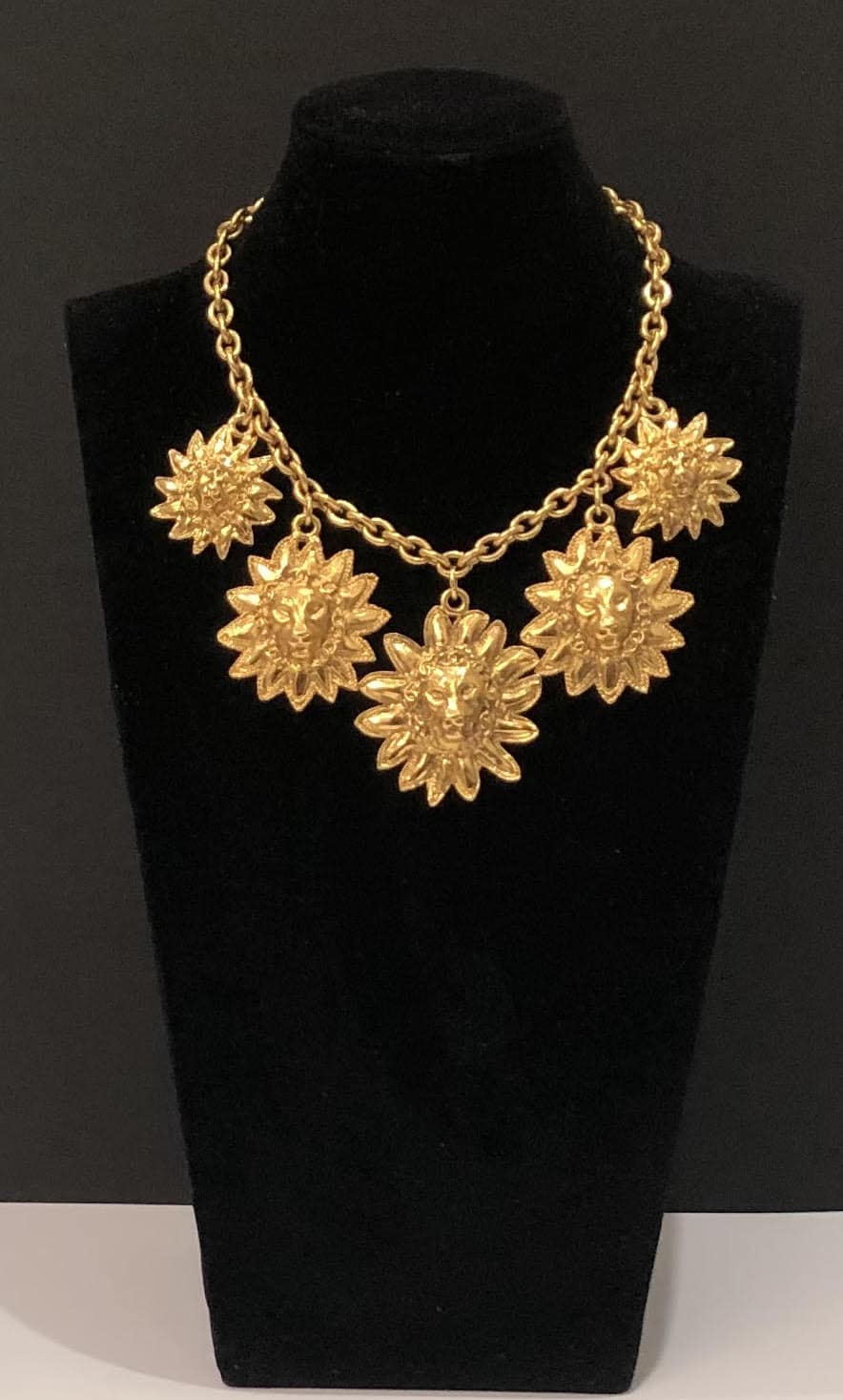 Vintage 80's CHANEL Gold Plated Medallion Crest Necklace with Matching