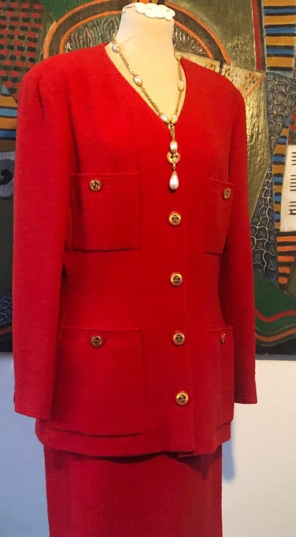 Chanel vintage suit red