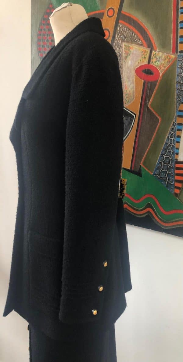 Chanel vintage suit black wool