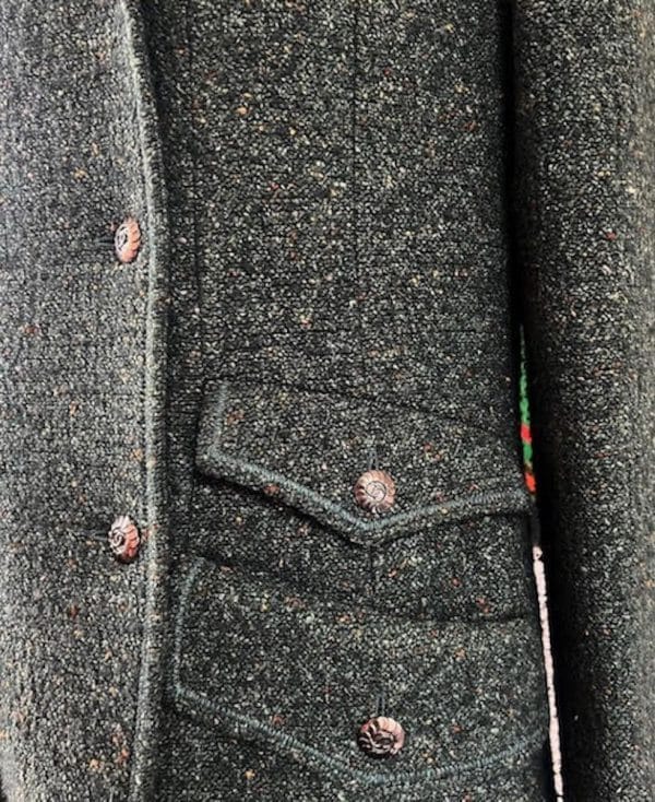 chanel tweed logo buttons jacket