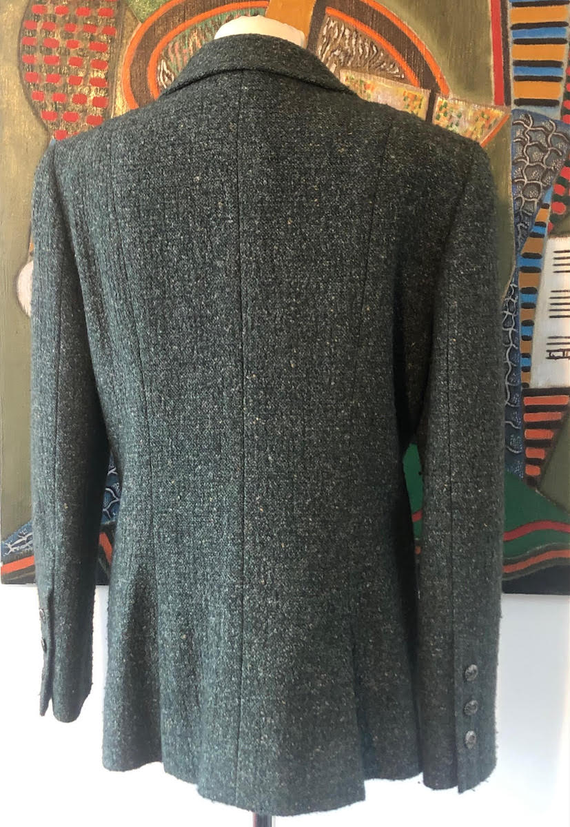 CHANEL 1997 Green Tweed Wool Bouclé Jacket Pre-Owned Double Breasted -  Chelsea Vintage Couture