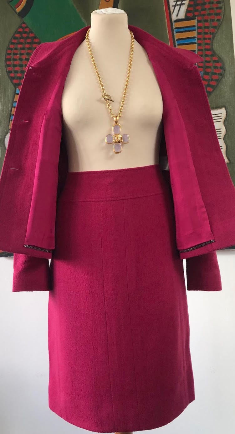 CHANEL Rare Pink Fantasy Tweed Jacket Skirt Suit Supermarket