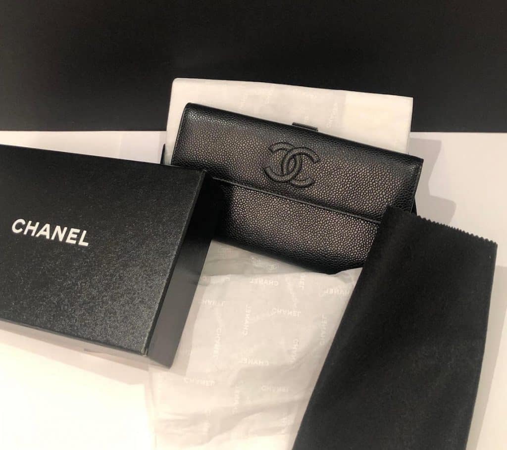 Chanel Classic Black Caviar 2 Set Pouch Long Wallet - LAR Vintage