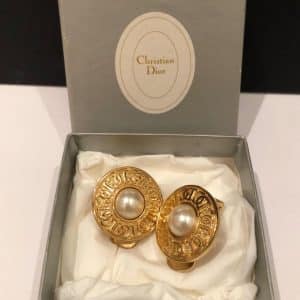 Christian Dior CD gold tone earrings