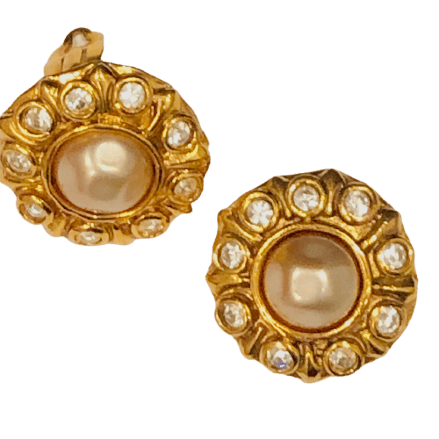 Vintage Louis Feraud Paris Gold Leaf Stud Earrings French 