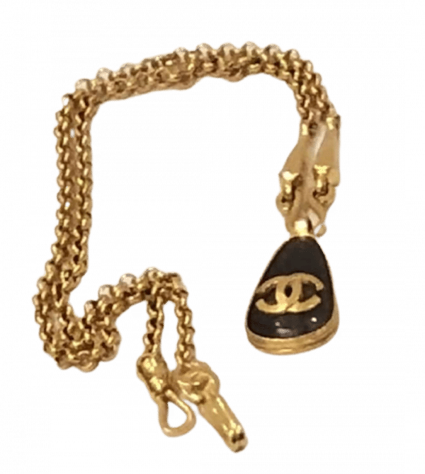 Chanel tear drop chain cc logo necklace