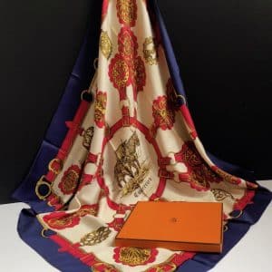 hermÈs vintage silk scarf cuivreries equestrian by françoise de la perrière w/box