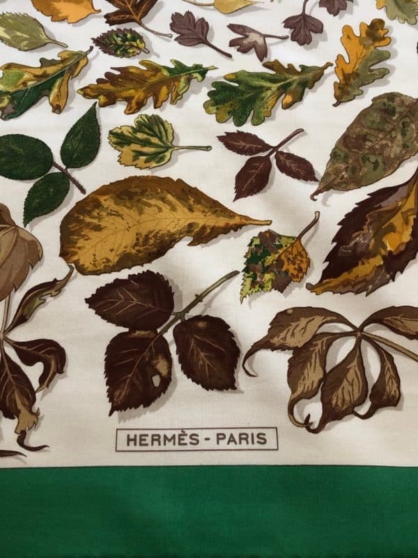 hermÈs vintage silk scarf feuilles d'automne tourbillons by christiane vauzelles c.1996 w/box