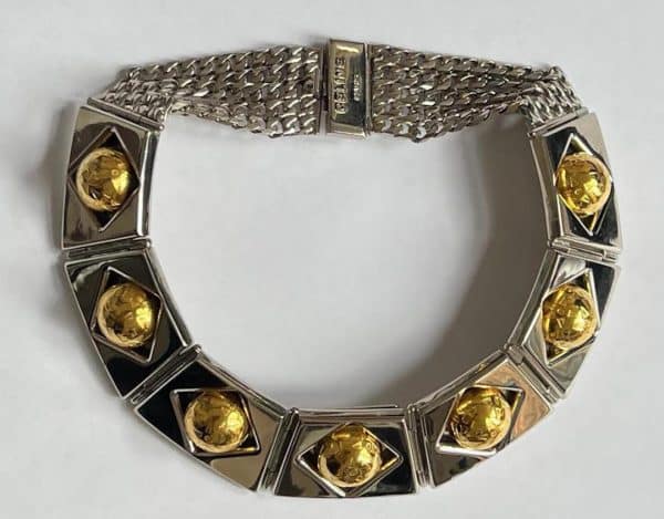 cÉline vintage sphere necklace & bracelet two tone set 1989 w/box