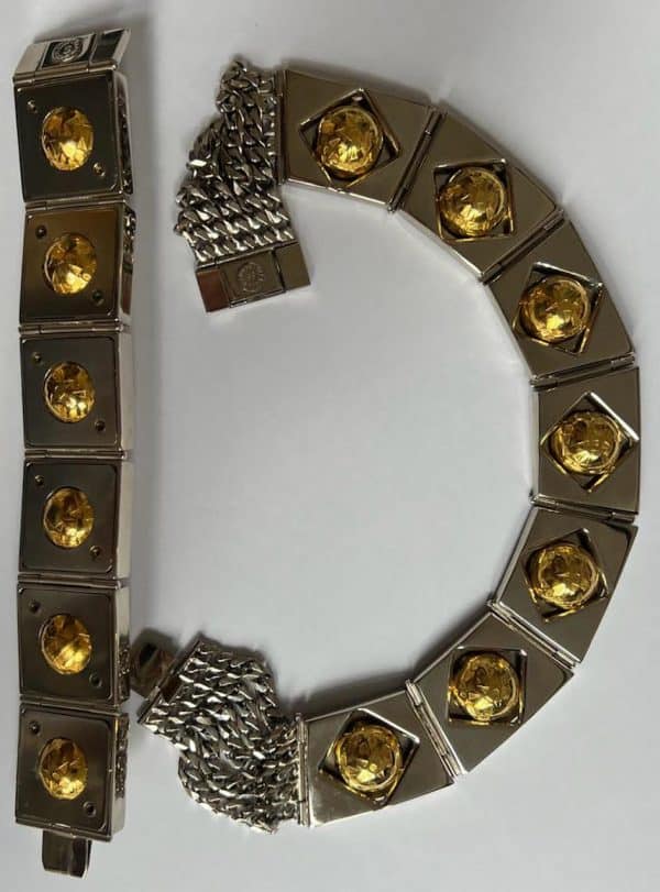 cÉline vintage sphere necklace & bracelet two tone set 1989 w/box