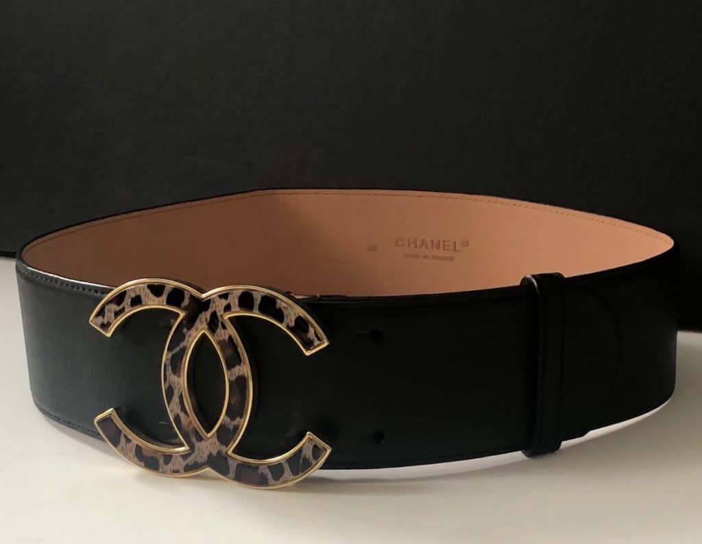 CHANEL Pre-Owned CC logos Large Buckle Black Leather Belt 80