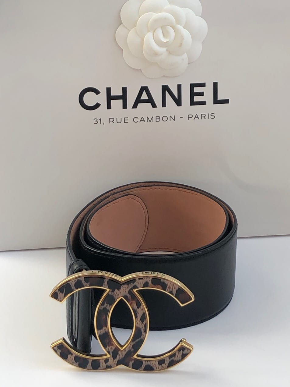 Chanel  Pearl  Leather CC Logo Belt  Black  All The Dresses