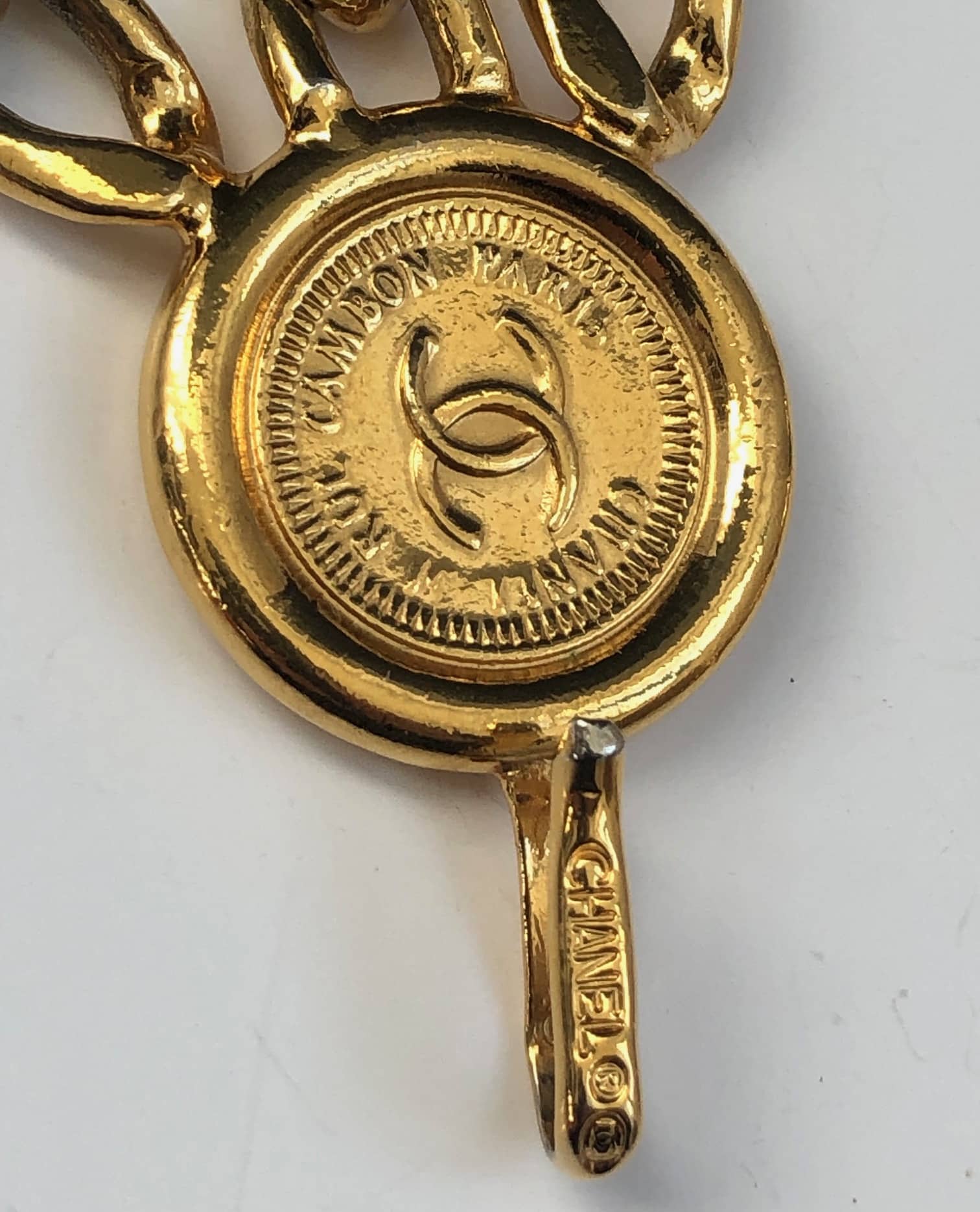 Vintage 90's CHANEL CC Logo Gold Medallion Bag Charm 