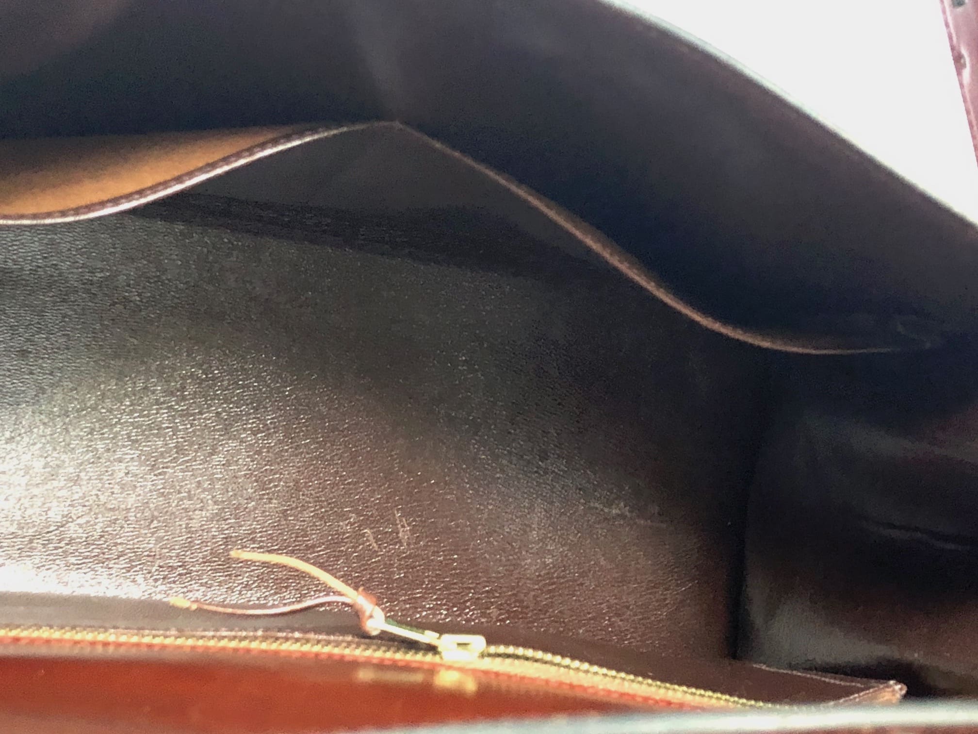 Hermes Kelly Sellier Bag 32cm Vintage 1971 Black Box Calf Leather Yellow Tone Hardware