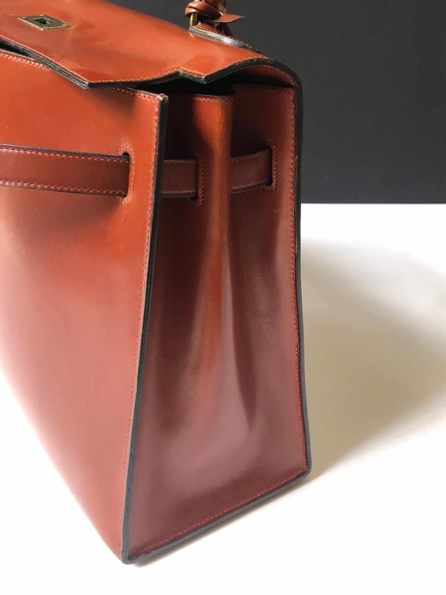 Tri-color Vintage Hermes Box Kelly Sellier 32 Bag