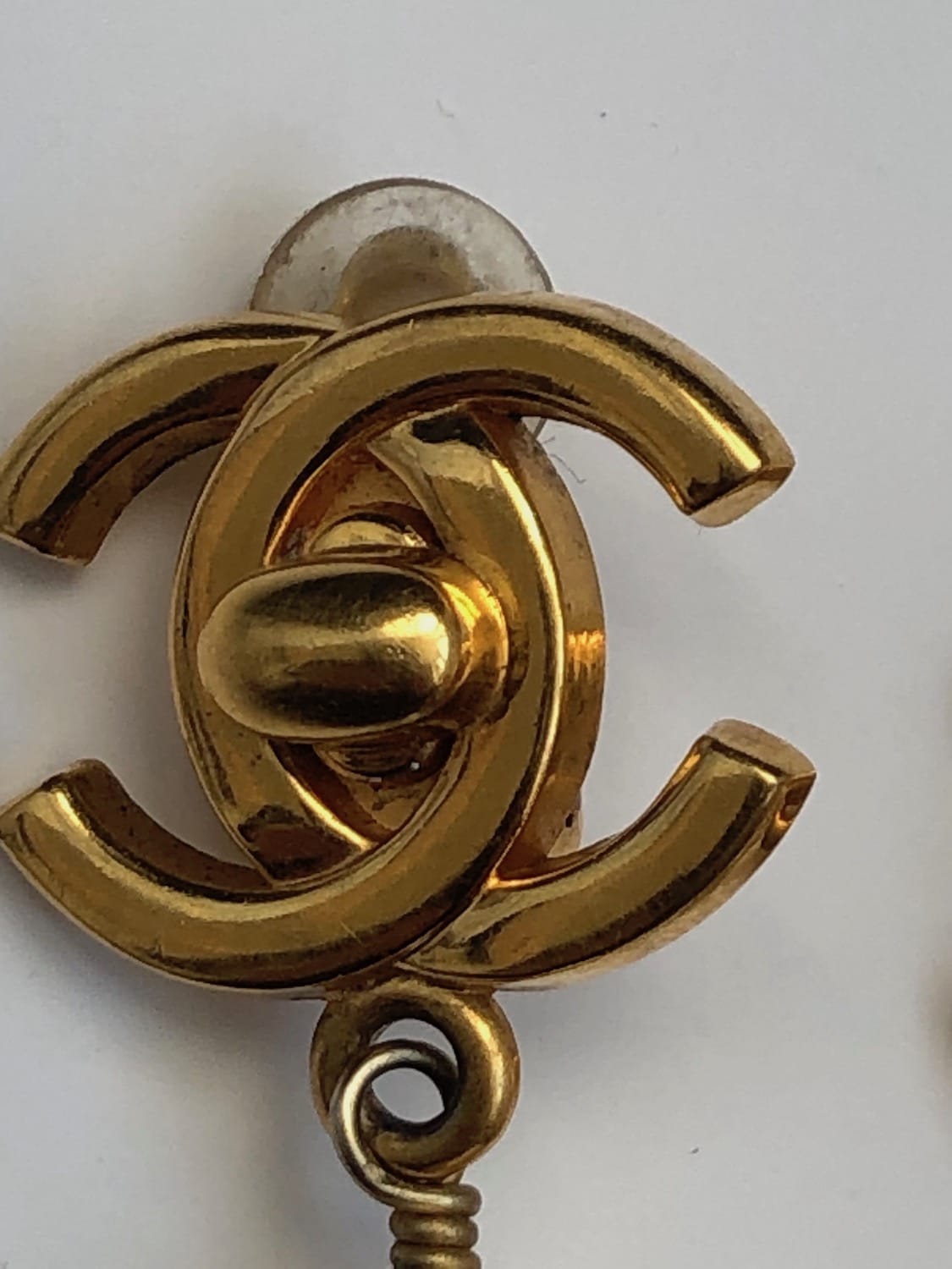 Chanel Vintage Gold Turn Lock CC Logo Brooch
