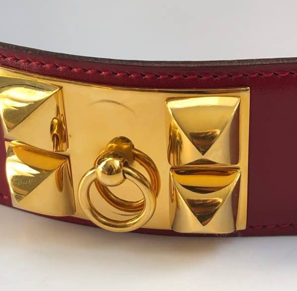 hermÈs 1991 collier de chien cdc médor vintage belt red ghw w/box