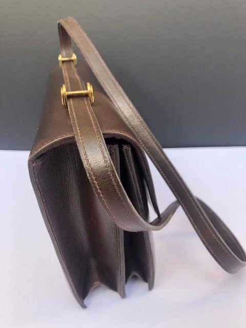 HERMÈS Vintage Chocolate Brown Bag Box Leather Calfskin Constance Style ...