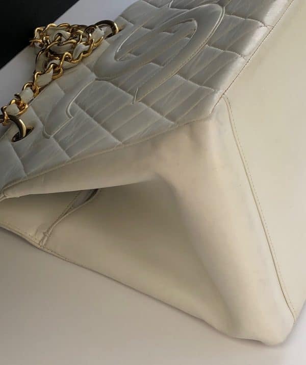 chanel 1996 gst white quilted leather top handle tote bag ghw vintage