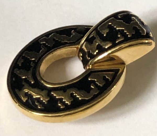 christian dior vintage oval clip on drop earrings black gold design 1980