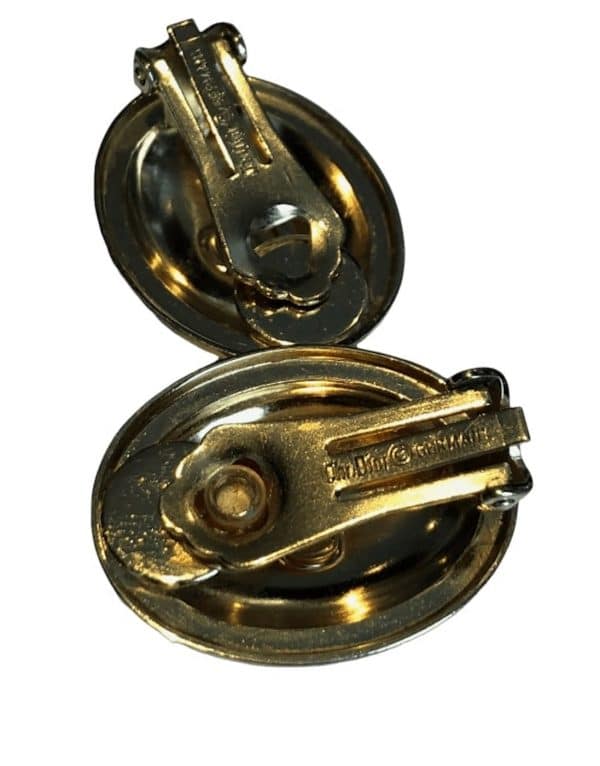 christian dior vintage cd logo earrings gold tone oval c.1990s