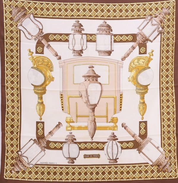 hermÈs silk scarf feux de route rare collector by caty latham 1971 w/box