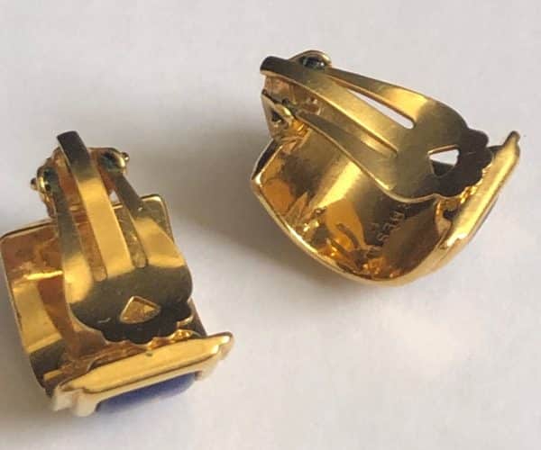hermÈs vintage gold plated enamel clip on earrings c.1990s w/box