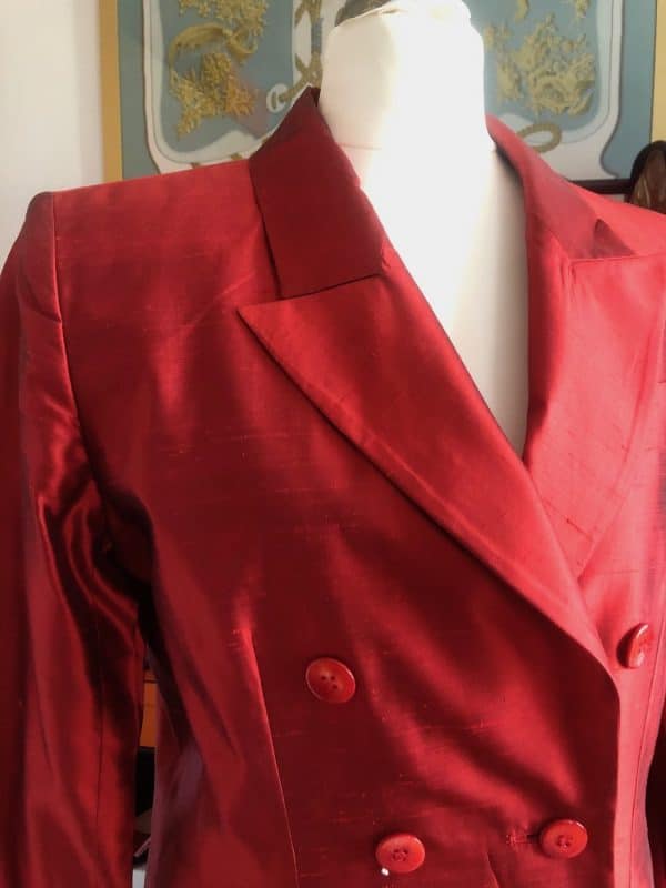 yves saint laurent vintage blazer red double breasted silk circa 1980s