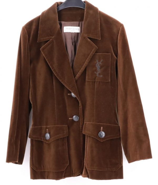 yves saint laurent vintage jacket brown velvet single breasted circa 1980s